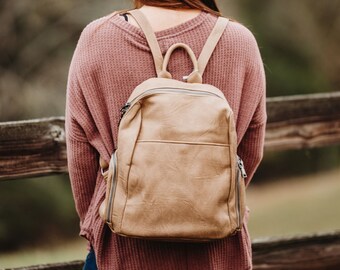 taupe backpack purse