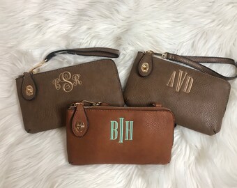 monogrammed wristlet etsy