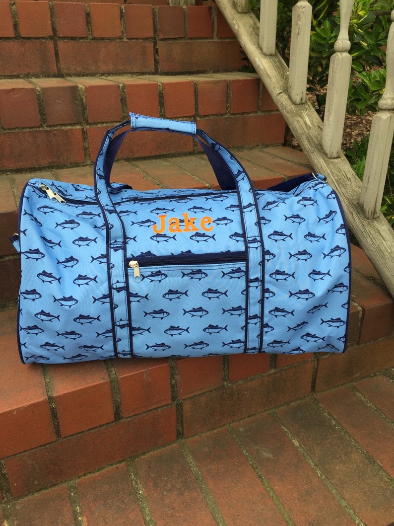 Finn Duffel Bag-Fish Monogrammed Duffel-Personalized Luggage-Carry on-Travel Bag