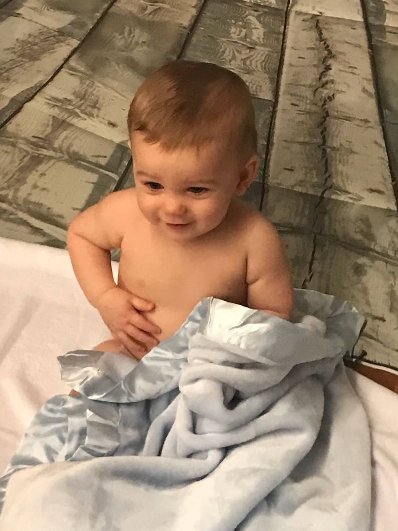 Personalized Baby Blanketsatin Trim Blanketmonogram Baby Etsy