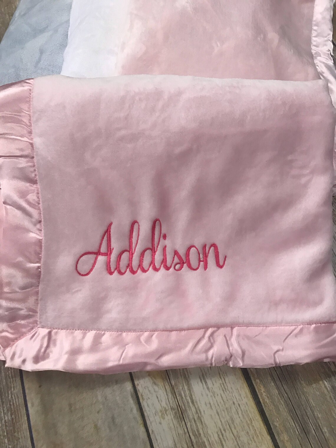 Personalized Baby Blanketsatin Trim Blanketmonogram Baby Etsy