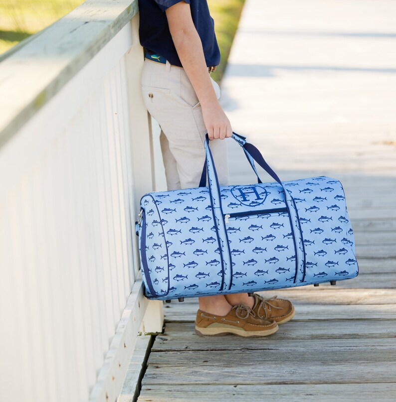 Finn Duffel Bag-Fish Monogrammed Duffel-Personalized Luggage-Carry on-Travel Bag