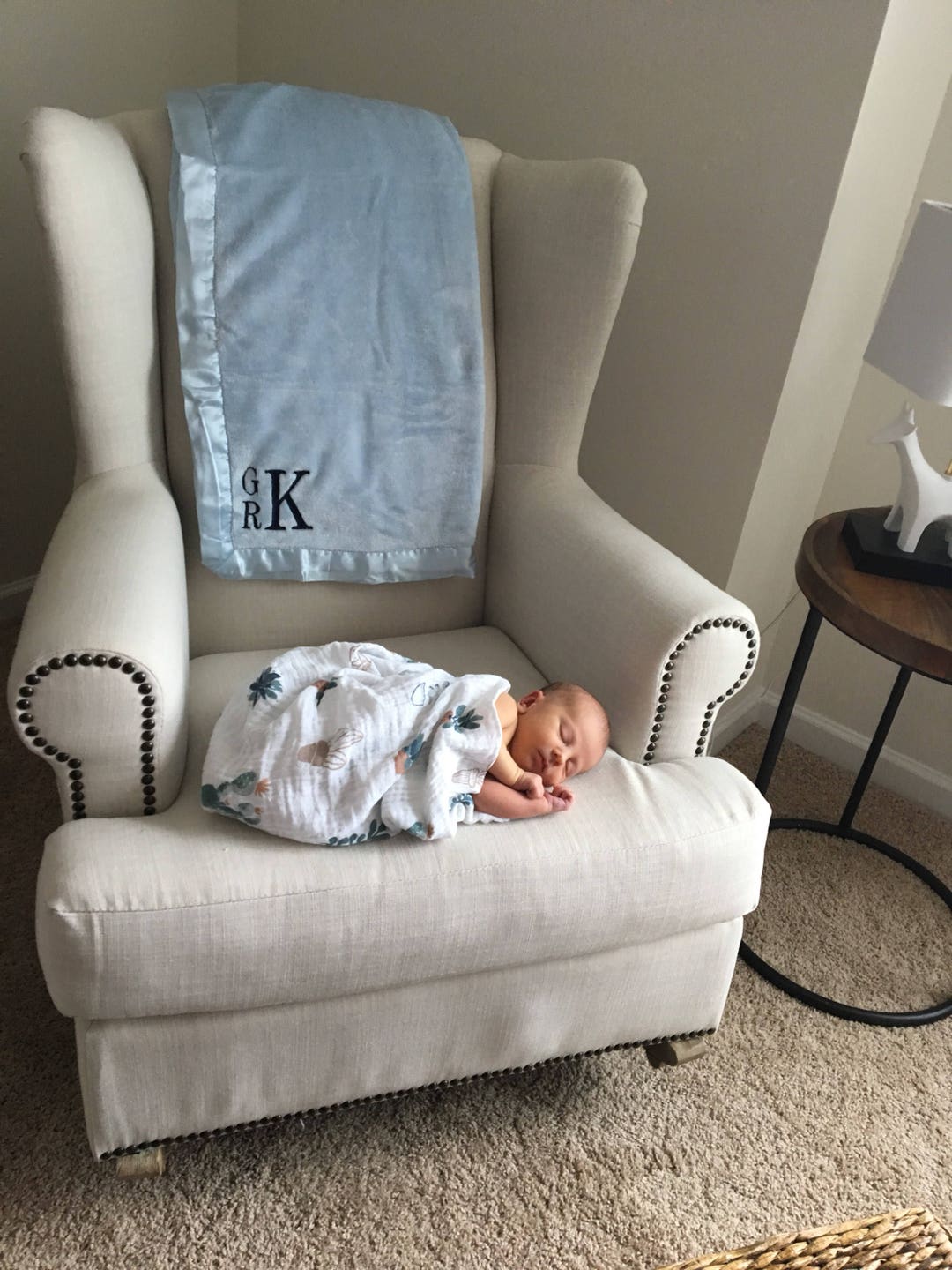 Personalized Baby Blanketsatin Trim Blanketmonogram Baby Etsy