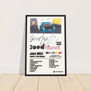 Plakat Juice WRLD Goodbye & Good Riddance Premium na matowym papierze z wysokiej jakości drewnianą ramą 21x29,7 cm / 30 x 45 cm