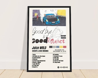 Póster premium Juice WRLD Goodbye & Good Riddance en papel mate con marco de madera de alta calidad 21 x 29,7 cm / 30 x 45 cm