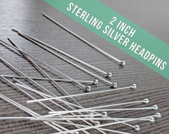 Sterling silver 2.5mm Ball end, 2 inch head Pin, 21 gauge Half Hard (20-40 pieces) Mothers day Diy Crafts