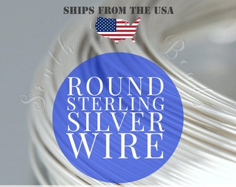 925 sterling silver ROUND wire, HALF HARD - 18, 20, 21, 22, 24 gauge wire wrapping art supplies, 3 Feet (91cm)  Diy Crafts