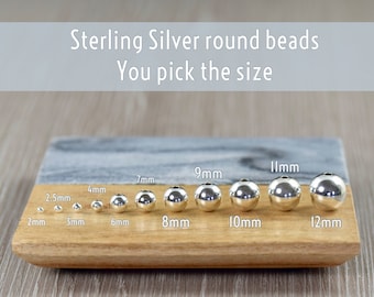 Sterling silver beads round spacer beads, seamless-look. 2mm, 2.5mm, 3mm, 4mm, 6mm, 7mm, 8mm, 9mm, 10mm, 11mm or 12mm, You pick the size