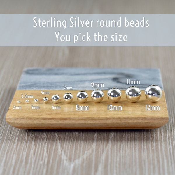 Sterling silver beads round spacer beads, seamless-look. 2mm, 2.5mm, 3mm, 4mm, 6mm, 7mm, 8mm, 9mm, 10mm, 11mm or 12mm, You pick the size