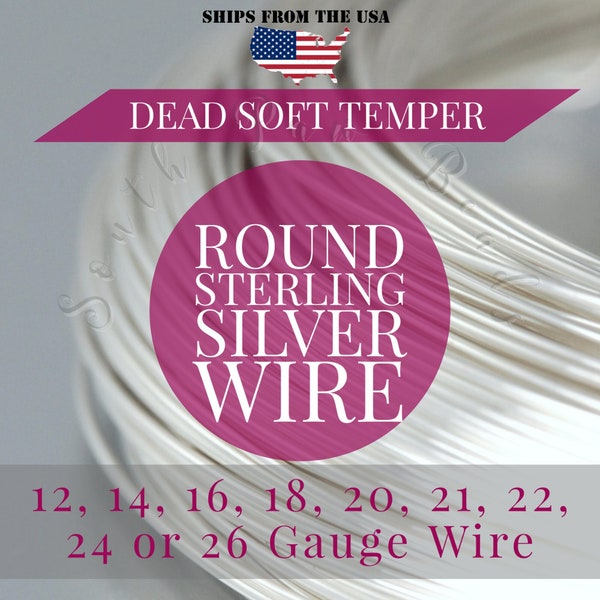 925 sterling silver ROUND wire, Dead Soft, 12, 14, 16, 18, 20, 21, 22, 24, 26 gauge wire wrapping art supplies, 3 Feet (91cm)