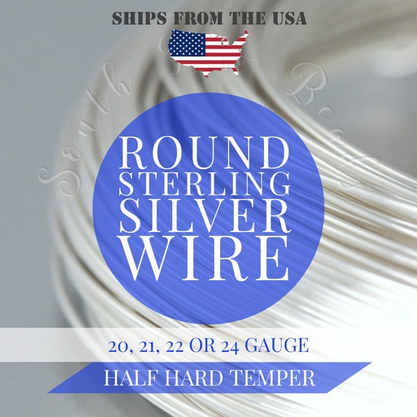 925 sterling silver ROUND wire, HALF HARD - 20, 21, 22, 24 gauge wire wrapping art supplies, 3 Feet (91cm) Mothers day Diy Crafts