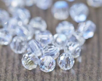 4mm Round Moonlight Swarovski Crystal beads style 5000 4mm round beads (48) Mothers day Diy Crafts