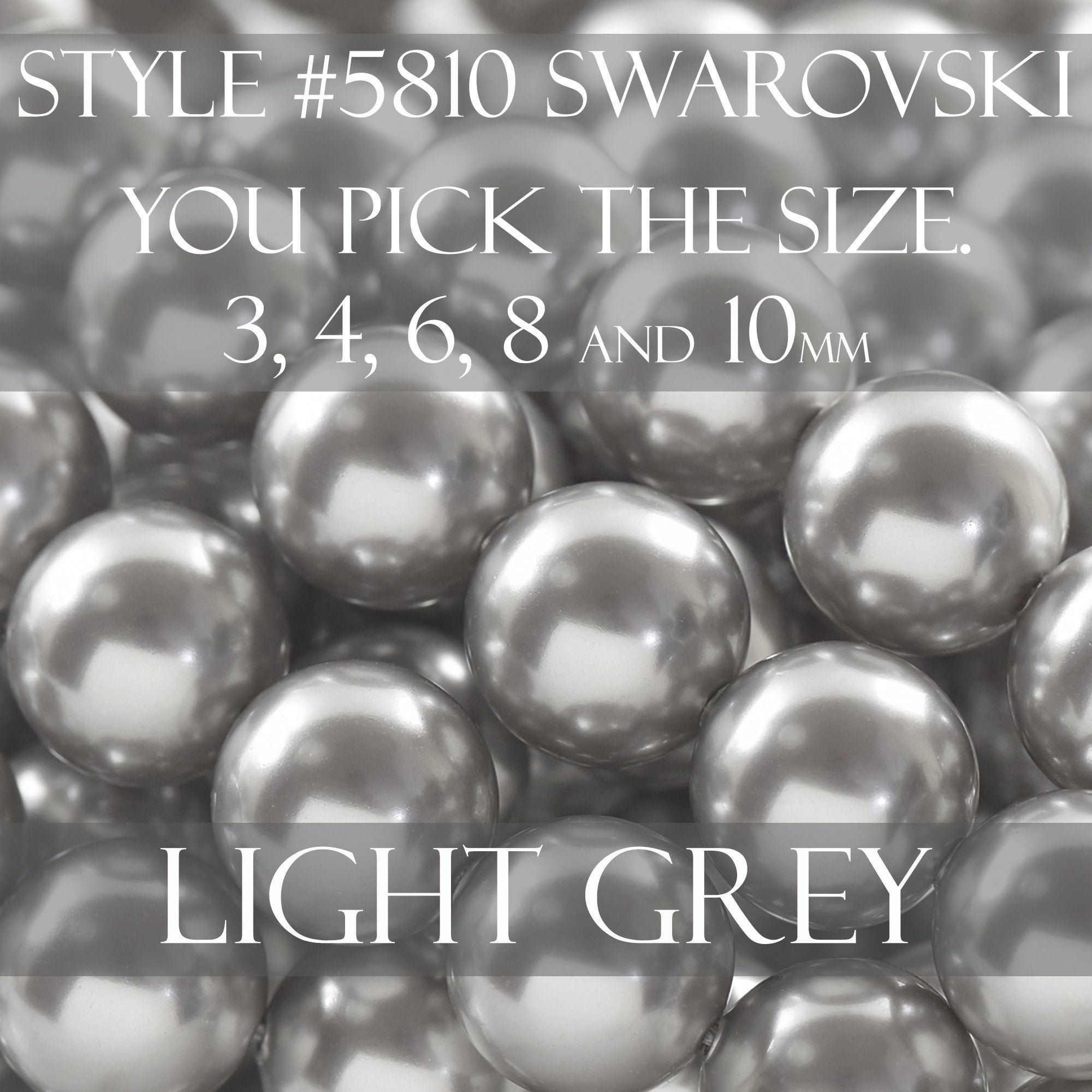 Light Grey Swarovski crystal pearl beads, Round Style 5810 3mm 4mm 6m…