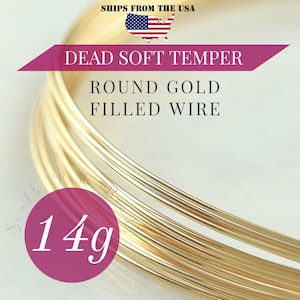 14 Gauge ROUND 14K Gold filled ROUND wire, Dead Soft temper 1 Feet (30cm)