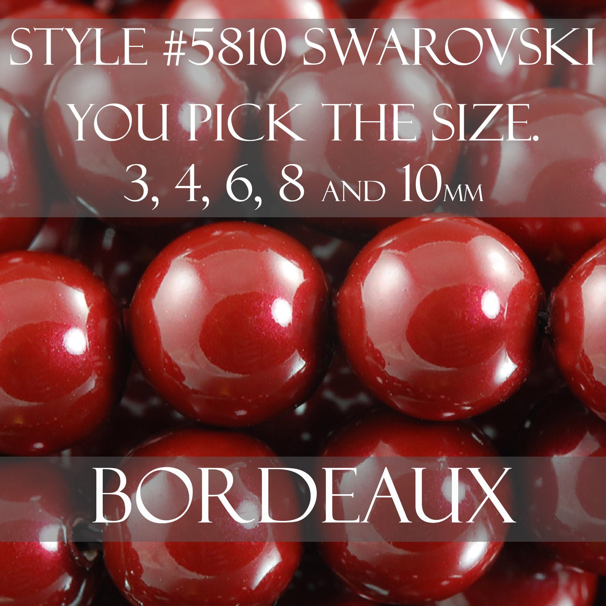 Round Bordeaux Swarovski crystal pearls beads, Style 5810 3mm 4mm 6mm…