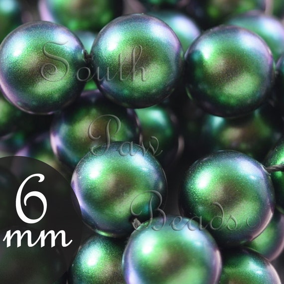 3mm - 10mm Swarovski Crystal Round Pearls #5810 Beads Scarabeaus Green