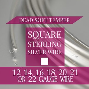 SQUARE Sterling Silver wire DEAD SOFT temper, 12, 14, 16, 18, 20, 21 or 22 gauge, Wire wrapping jewelry making art supplies, 3 feet (91cm)