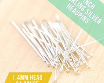 1 inch Sterling silver 24 gauge domed headpins, 20 pieces Mothers day Diy Crafts