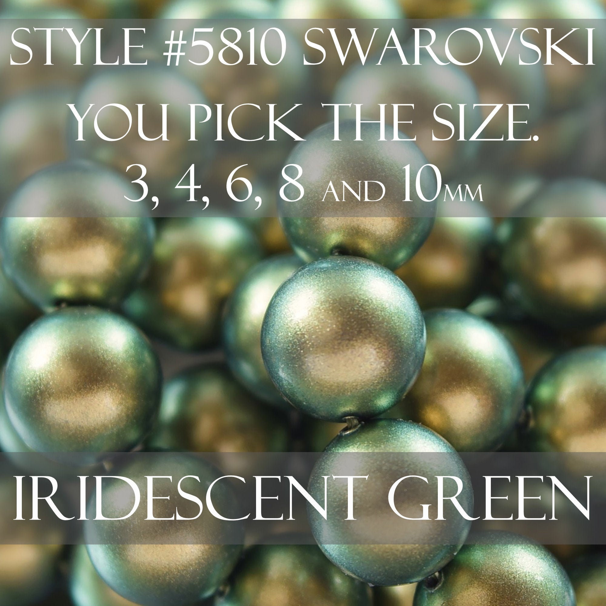Round Iridescent Green Swarovski crystal pearl beads style 5810 3mm 4…