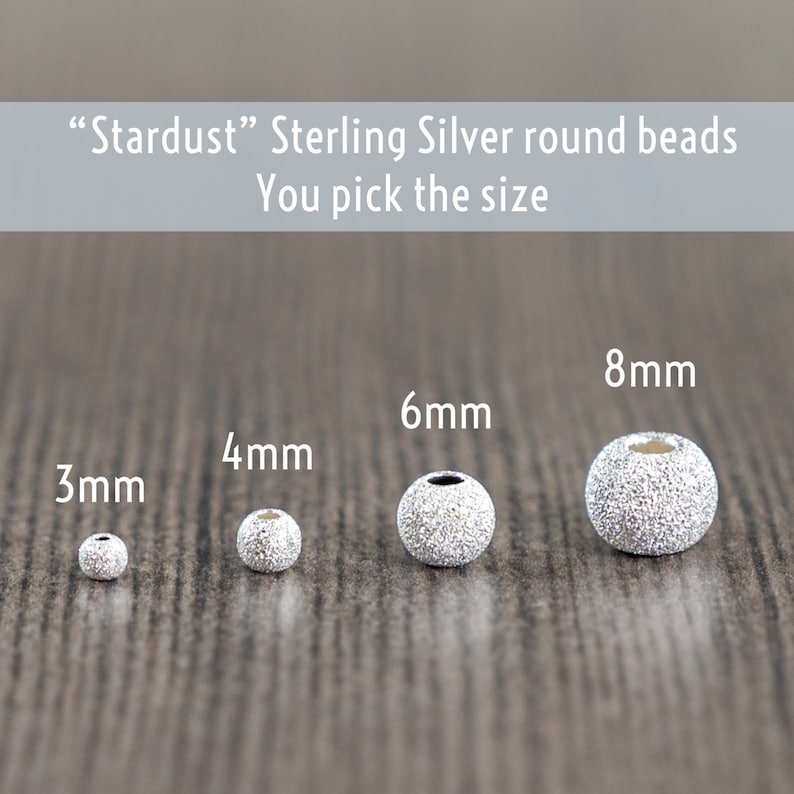 3-8mm Sterling silver stardust round beads, Laser cut, matte, sparkle, glitter beads