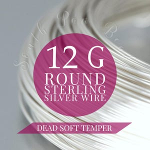 925 sterling silver ROUND wire, 12 gauge Dead Soft wire wrapping art supplies, solid in 6-12 inches sections