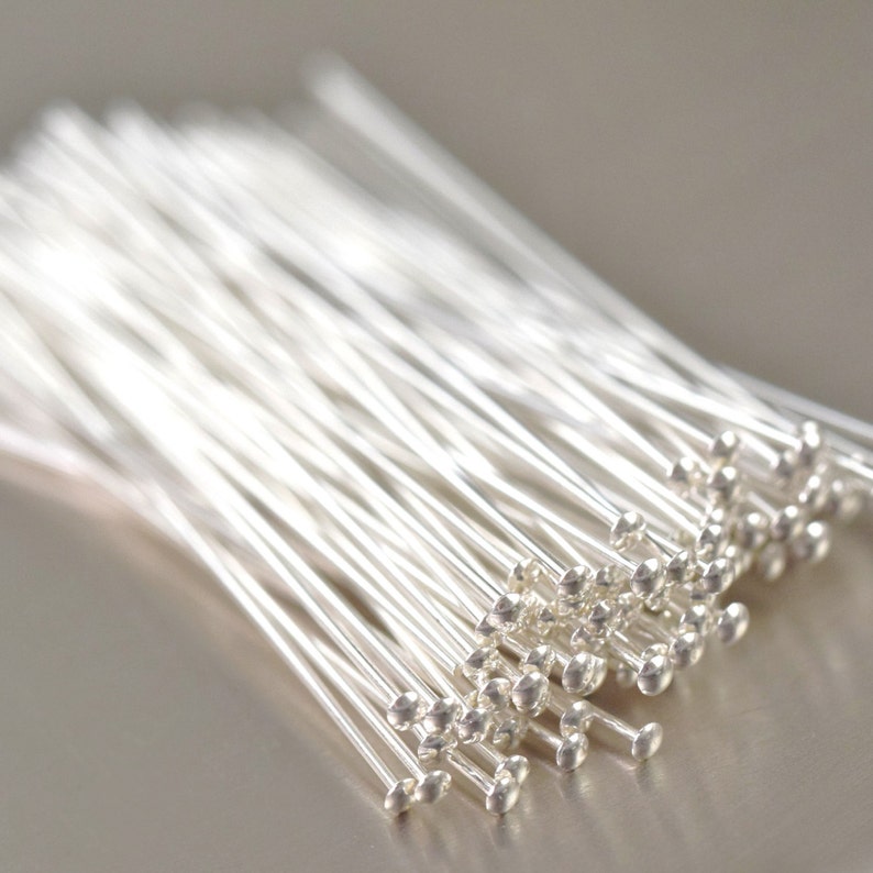 2 inch Sterling silver headpins 24 gauge, domed 20 pieces