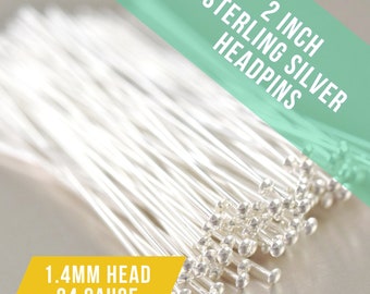 2 inch Sterling silver headpins 24 gauge, domed 20 pieces Mothers day Diy Crafts