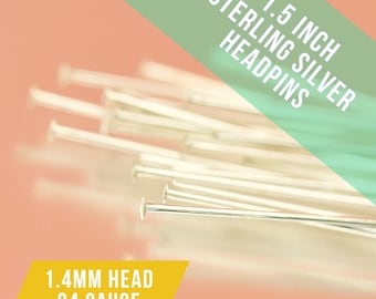 1.5 inch Sterling silver domed headpins, 24 gauge, 20-100 pieces (you pick) Mothers day Diy Crafts