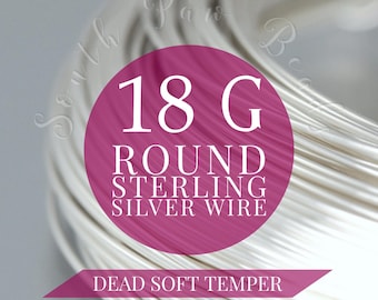 18 Gauge .925 sterling silver ROUND wire, Dead Soft Small Batch, wire wrapping art supplies, sold in varying lengths (by the Inch)