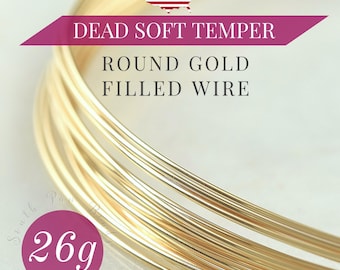 26 Gauge ROUND 14K Gold filled ROUND wire, Dead Soft temper Small Batch