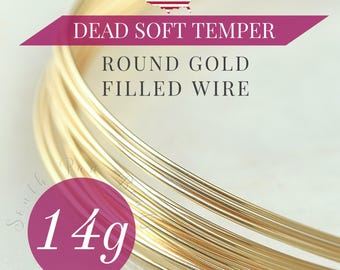 14 Gauge ROUND 14K Gold filled ROUND wire, Dead Soft temper 1 Feet (30cm)