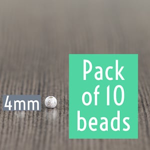 4mm Sterling silver stardust round beads, Laser cut, matte, sparkle, glitter beads