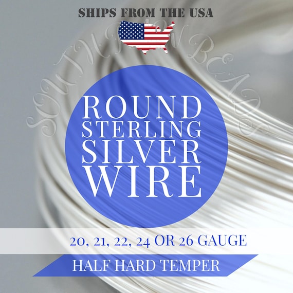 925 sterling silver ROUND wire, HALF HARD - 18, 20, 21, 22, 24, or 26 gauge wire wrapping art supplies, 3 Feet (91cm) Diy Crafts