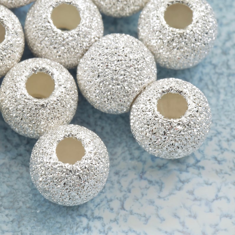 3-8mm Sterling silver stardust round beads, Laser cut, matte, sparkle, glitter beads