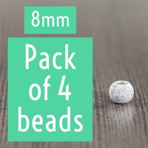 8mm Sterling silver stardust round beads, Laser cut, matte, sparkle, glitter beads