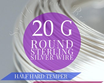 20 gauge ROUND Sterling Silver Wire, 0.81mm wire for wire wrapping jewelry making, Half Hard or Dead Soft 3 feet (91cm) Easter Diy Crafts