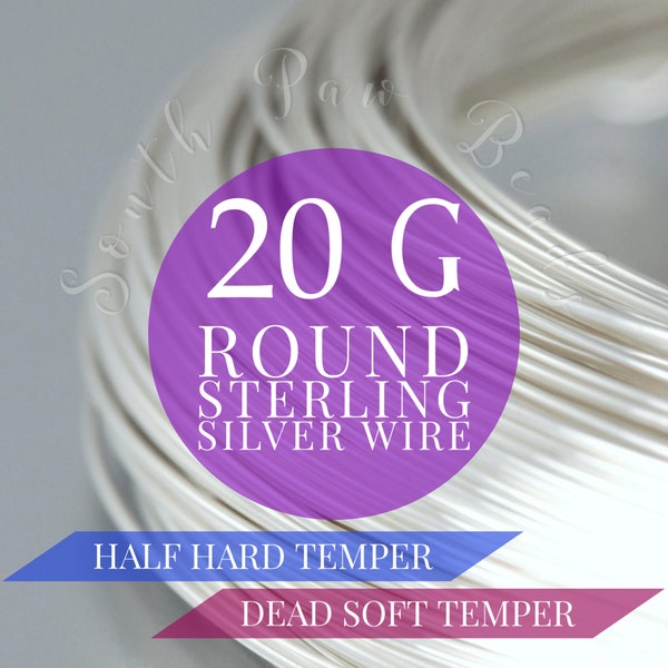 20 gauge ROUND Sterling Silver Wire, 0.81mm wire for wire wrapping jewelry making, Half Hard or Dead Soft 3 feet (91cm) Easter Diy Crafts