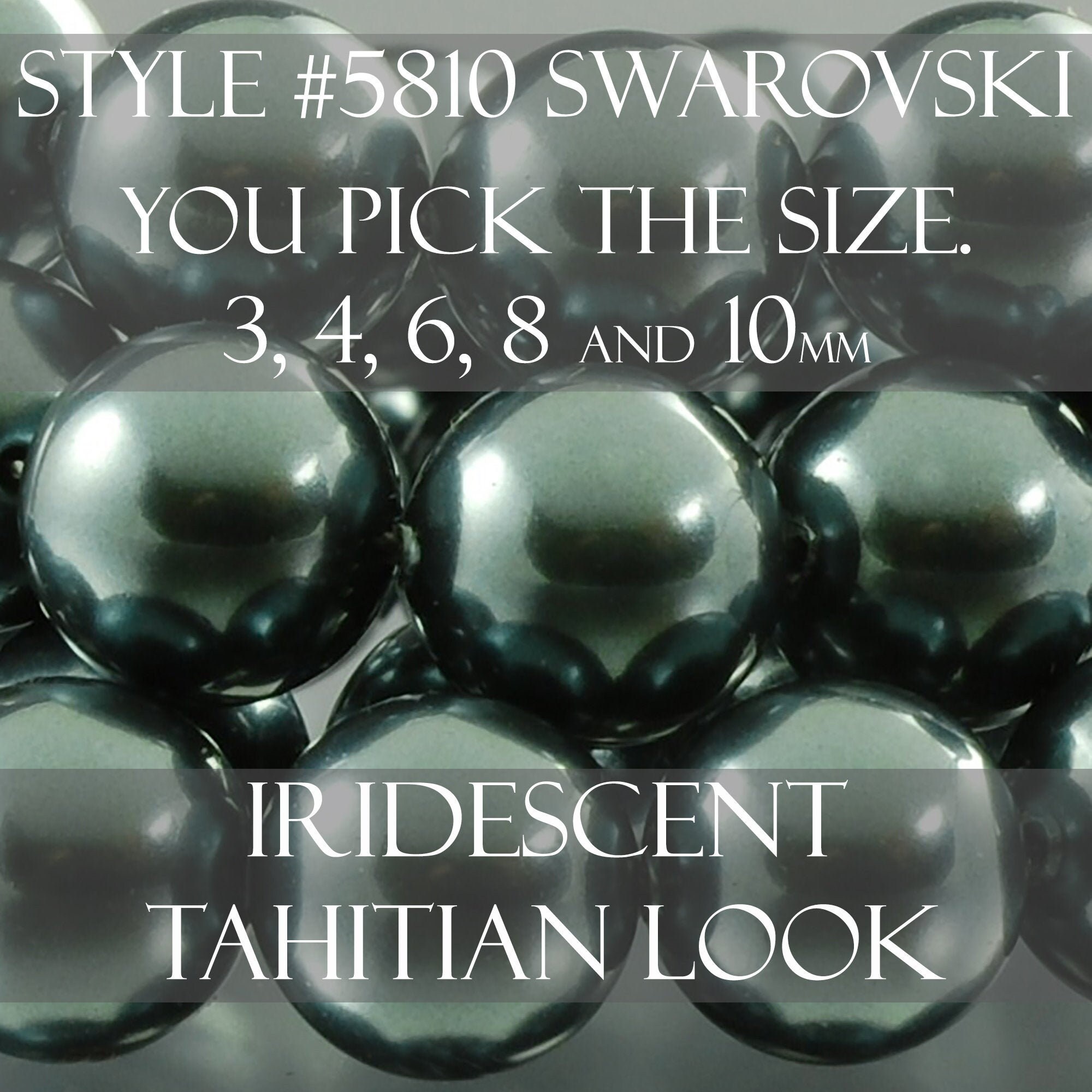 Round Iridescent Tahitian look Swarovski pearls Style 5810 3mm 4mm 6m…