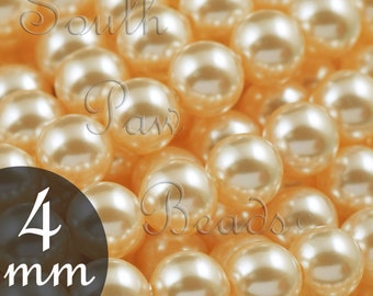 4mm Gold Swarovski crystal pearl beads, Round style, Mothers day Diy Crafts