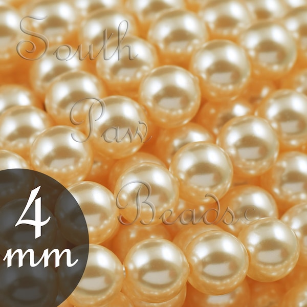 4mm Gold Swarovski crystal pearl beads, Round style, Mothers day Diy Crafts