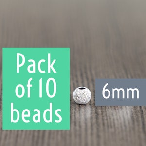 6mm Sterling silver stardust round beads, Laser cut, matte, sparkle, glitter beads