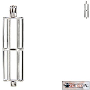 USA | solid Sterling Silver pearl Cage Fairy TUBE / COLUMN pendant only | or U Pick Italian .925 / plated chain | *MERZIEs*