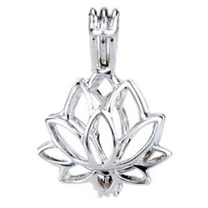 USA | silver Pearl Cage LOTUS pendant | gift of love | make a wish | holds up to ~5-6mm pearl  | *MERZIEs*