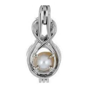 USA | silver Pearl Cage FIGURE 8  pendant | gift of love | make a wish | holds up to ~5-6mm pearl  | *MERZIEs*