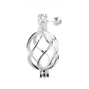 USA | solid sterling silver Pearl TWIST Cage pendant Only | or w/plated chain OR ss Italian chain | *MERZIEs*