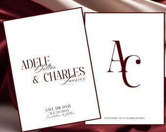 Minimalist Red Wedding Save the Date Template (Digital Download)