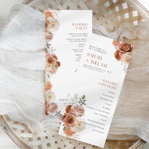 HAZEL. Herbsthochzeitsprogrammvorlage, bearbeitbares Vorlagenprogramm, Blumenhochzeitsprogramm, Herbstblumen, Boho-Hochzeitsvorlage