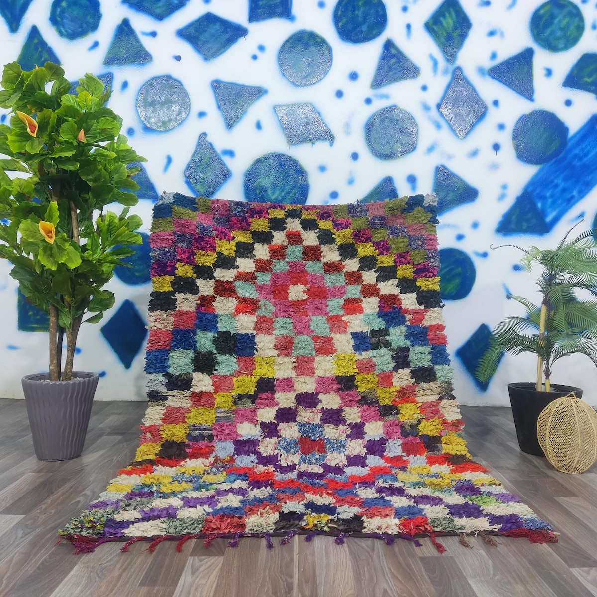 Vintage Moroccan Rug 4.4 Ft X 6.2 Ft