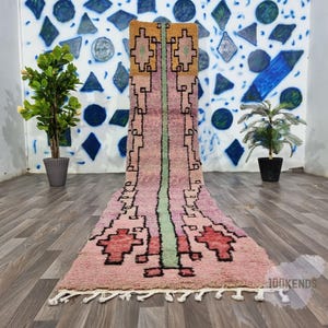 Custom Beni Ourain Runner rug - Moroccan runner rug - Pink runner rug - Hallway runner Morrocan - Soft Wool runner - Berber runner Pink