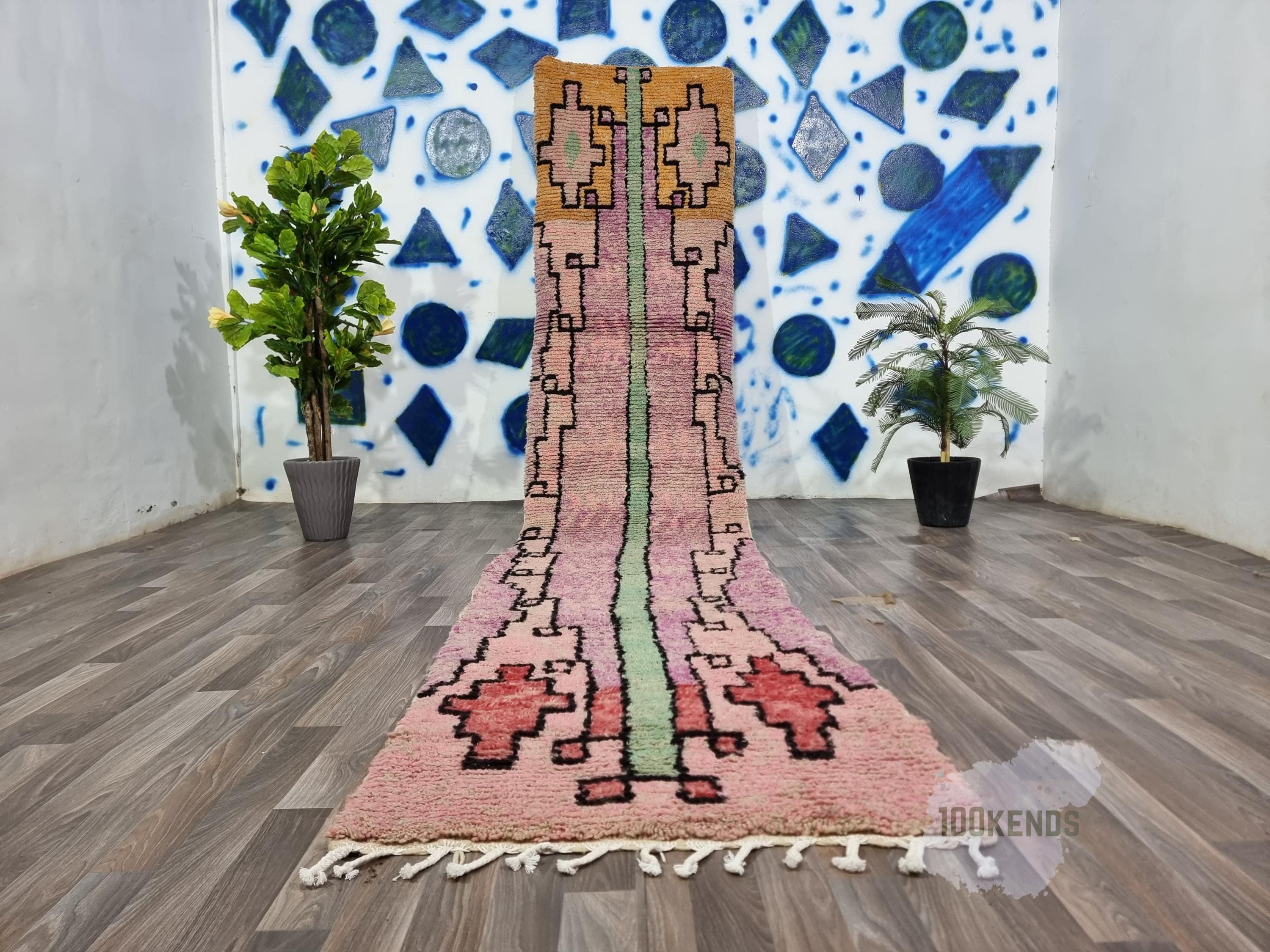 Custom Beni Ourain Runner rug - Moroccan runner rug - Pink runner rug - Hallway runner Morrocan - Soft Wool runner - Berber runner Pink